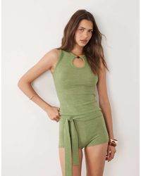 Motel - Co-ord Reita Keyhole Bead Detail Top - Lyst