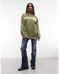 Daisy Street - Boxy Fit Sweater With Star Graphic - Lyst