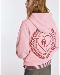 Pull&Bear - Felpa Con Cappuccio Medio Con Grafica A Cuore - Lyst