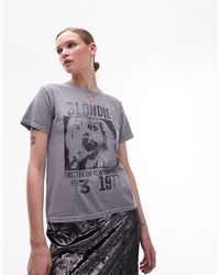 TOPSHOP - T-shirt mini slavato con grafica "blondie 1977" - Lyst
