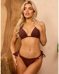 Wolf & Whistle - X Isabella Whittingham Textured Knot Trim Side Tie Bikini Bottoms - Lyst