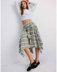 Stradivarius - Midi Rok Met Print En Overhemdmouwdetail - Lyst