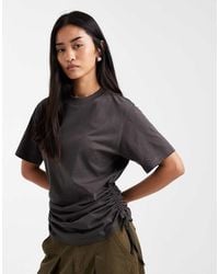 ASOS - Ruched Detail Tie Side Short Sleeve Crew Neck Tee - Lyst