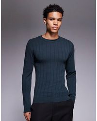 ASOS - Muscle Fit Long Sleeve Knitted Rib T-Shirt - Lyst