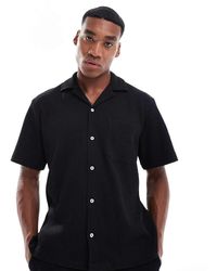 SELECTED - Camicia Nera Lavorata A Nido D'Ape Con Rever - Lyst