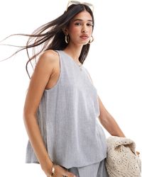 ASOS - Top d'ensemble à rayures ouvert dans le dos aspect lin - Lyst