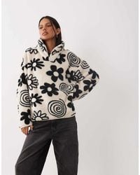 Brave Soul - 1/4 Zip Fleece With Floral Print - Lyst