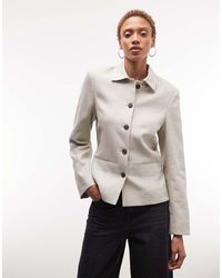 Weekday - Fitted Linen Button Up Jacket - Lyst