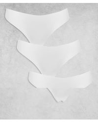 Pieces - Pack De 3 Tangas Blancos Sin Costuras De - Lyst
