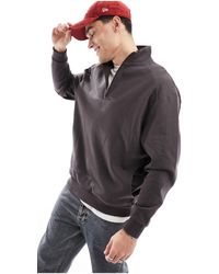 ASOS - Oversized Half Zip Funnel Neck Sweatshirt - Lyst
