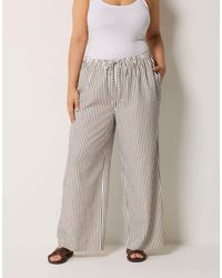 Yours Clothing - Stripe Wide Leg Trousers - Lyst