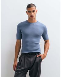 ASOS - Essential Muscle-fit Fine-rib Knit Crew-neck T-shirt - Lyst
