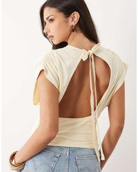 ASOS - Gathered Sleeve Cinched Waist Top - Lyst