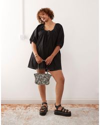 Collusion - Plus Swing Puff Sleeve Mini Smock Dress - Lyst