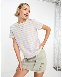 Wrangler - T-shirt girocollo color vaniglia francese con logo e righe - Lyst