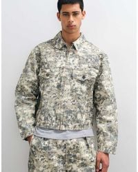 Prohibited - Oversized Zip Through Camo Denim Jacket Co-ord - Lyst