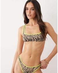 ASOS - Zaria Mirissa Scoop Crop Bikini Top With Contrast - Lyst