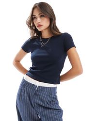 Vero Moda - T-Shirt A Coste Con Scollo Rotondo - Lyst