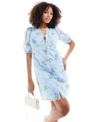 Y.A.S - Y.a.s Embroidered Organza Button Through Mini Dress - Lyst