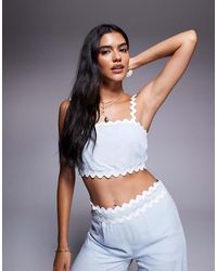 Missy Empire - Cotton Scallop Edge Square Neck Top Co-ord - Lyst