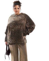 ASOS - Asos design curve – schweres oversize-sweatshirt mit leopardenmuster - Lyst
