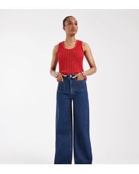 ASOS - Asos Design Tall High Waist Wide Leg Jeans With Front Pockets - Lyst