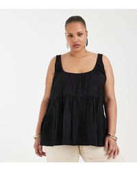 ASOS - Asos Design Curve Scoop Neck Peplum Cami Top - Lyst
