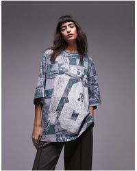 TOPSHOP - All Over Print Sporty Oversized Tee - Lyst