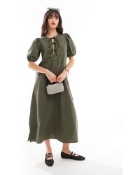 ONLY - Puff Sleeve Bow Maxi Dress - Lyst