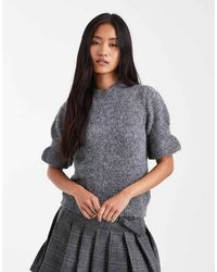 ASOS - Knit Ruffle Cuff Short Sleeve Top - Lyst