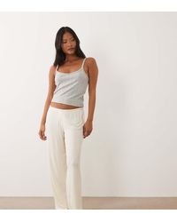 ASOS - Asos Design Petite Mix & Match Rib Wide Leg Pyjama Trouser - Lyst