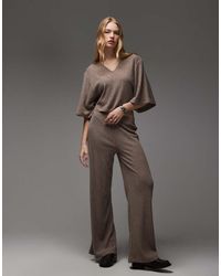 ASOS - Supersoft Brushed Rib Wide Leg Trouser Co-ord - Lyst