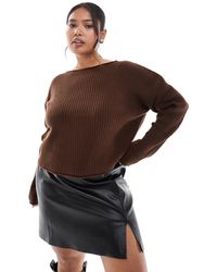 ASOS - Asos Design Curve Crew Neck Boxy Rib Jumper With Rolled Edge - Lyst