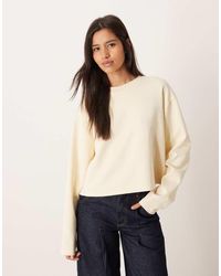 ASOS - Recht Cropped T-Shirt Met Interlocknaden En Lange Mouwen - Lyst