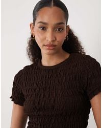 Brave Soul - Co-ord Ruched Short Sleeve T-shirt With Ruffle Detail - Lyst