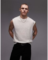 TOPMAN - Top Oversize Écru Senza Maniche - Lyst