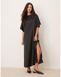 ASOS - Oversized Midi T-Shirtjurk Van Satijn - Lyst