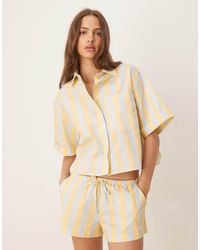 ASOS - Mix & Match Woven Stripe Oversized Short Sleeve Pyjama Shirt - Lyst