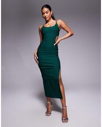 Vesper - Square Neck Bodycon Midaxi Dress With Cut-Out - Lyst