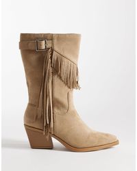 SEQWL - Cowboy Knee Boots With Buckle Trim And Fringe - Lyst