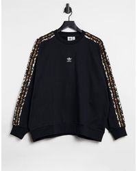 adidas Originals Черный Свитшот В Стиле Oversized С Тремя Полосками С Леопардовым Принтом 'leopard Luxe'-черный Цвет