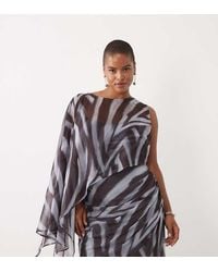 ASOS - Asos Design Curve Draped Batwing Asymmetric One Sleeve Maxi Dress - Lyst