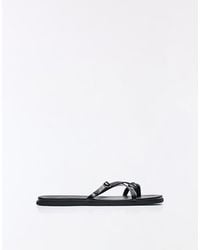 Bershka - Multi-strap Flat Slider Sandals - Lyst