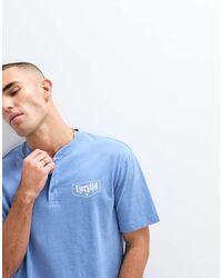 ASOS - Heavyweight Boxy Relaxed T-shirt With Henely Neck And Chest Text Graphic - Lyst