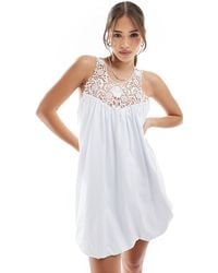 Miss Selfridge - Lace Insert Baby Doll Swing Mini Dress - Lyst