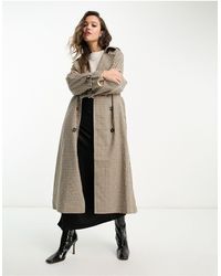 ONLY - Trench-coat à carreaux - marron - Lyst