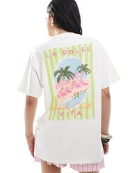 Miss Selfridge - Oversized Dolce Vita Graphic Back Print T-shirt - Lyst
