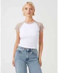 Brave Soul - Contrast Raglan Sleeve Baby Tee - Lyst