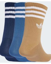 adidas Originals - Pack De 3 Pares De Calcetines Deportivos De Color Azul Ceniza, Azul Añil Nocturno Y Cartón Con 3 Rayas De - Lyst