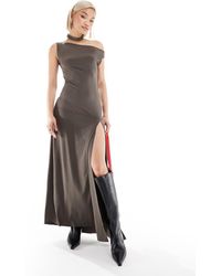 Weekday - Lo Maxi Dress With Drape Off Shoulder And Low Waist - Lyst